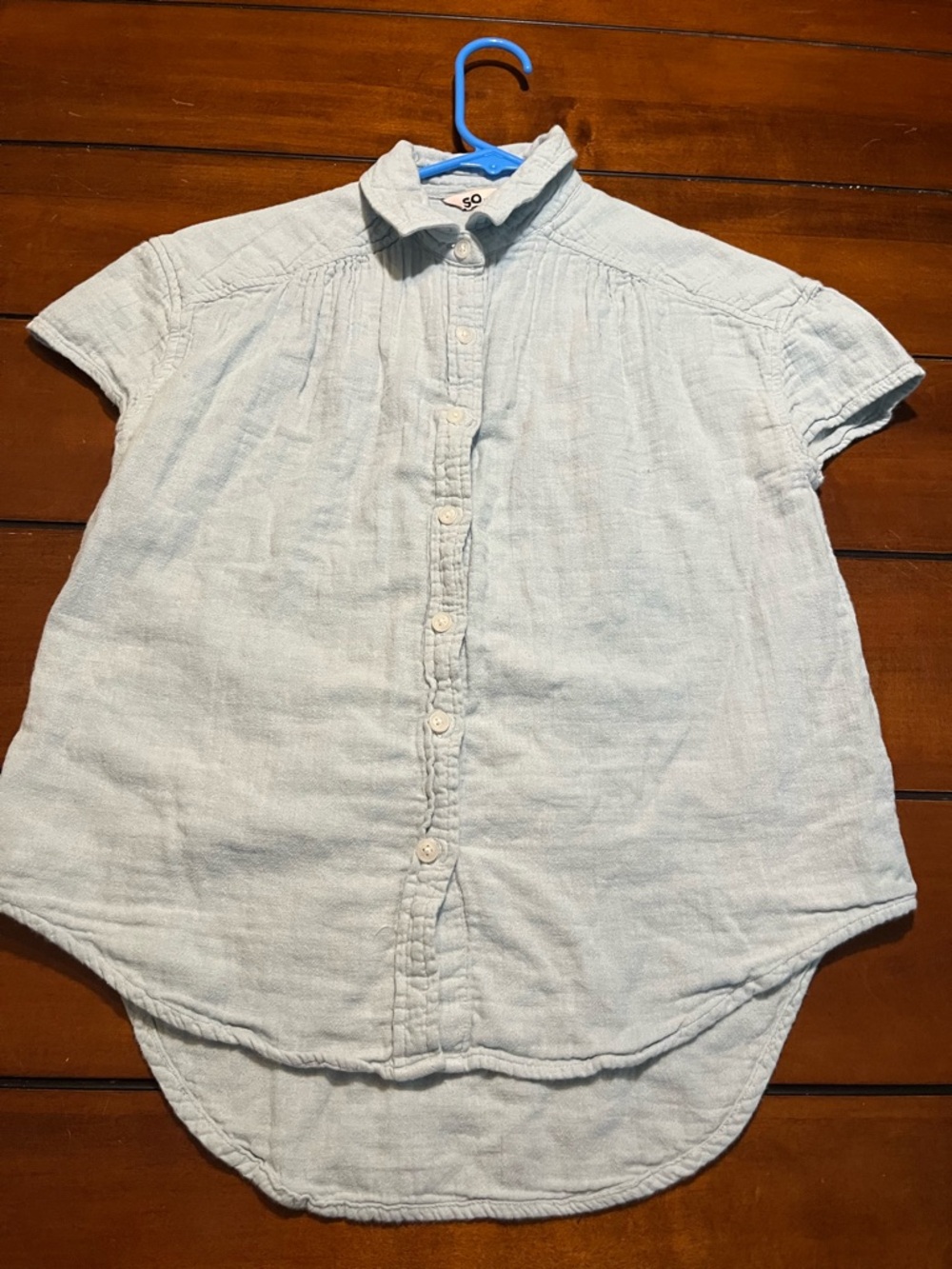 SO Light Blue Short-Sleeve Button Down Shirt for Kids